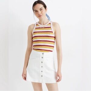 MADEWELL white A-line stretch denim mini skirt